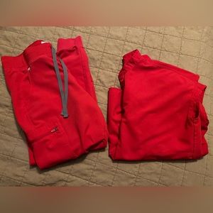 Figs Neon Red scrub set